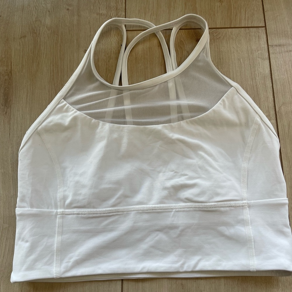 White Lululemon longline bra with mesh